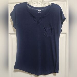Old Navy V-Neck Pocket Tee Cap Sleeve Women's Small/petite Navy Blue
